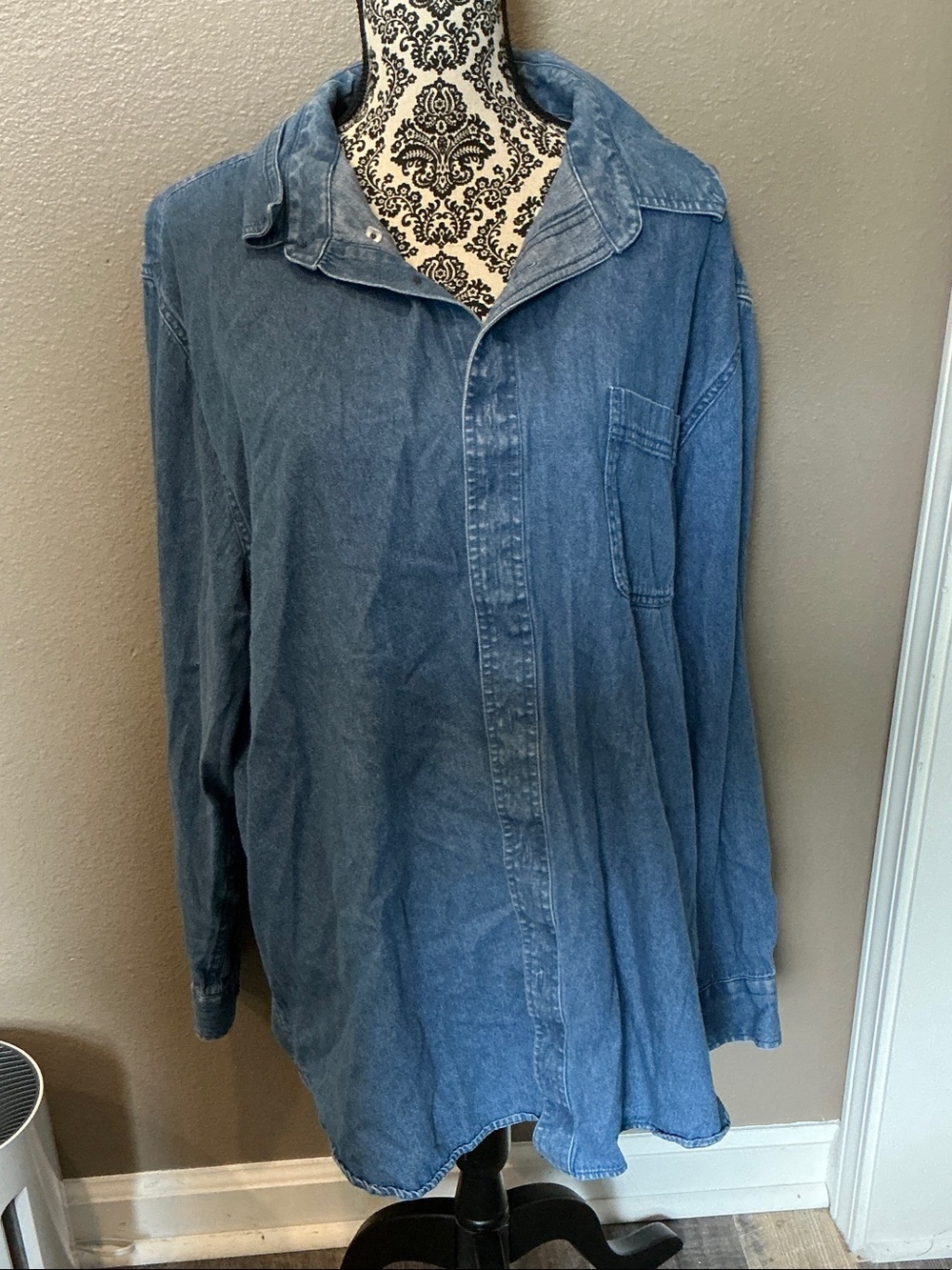 croft & barrow Washed Blue Denim Button-Up Shirt Size XXL